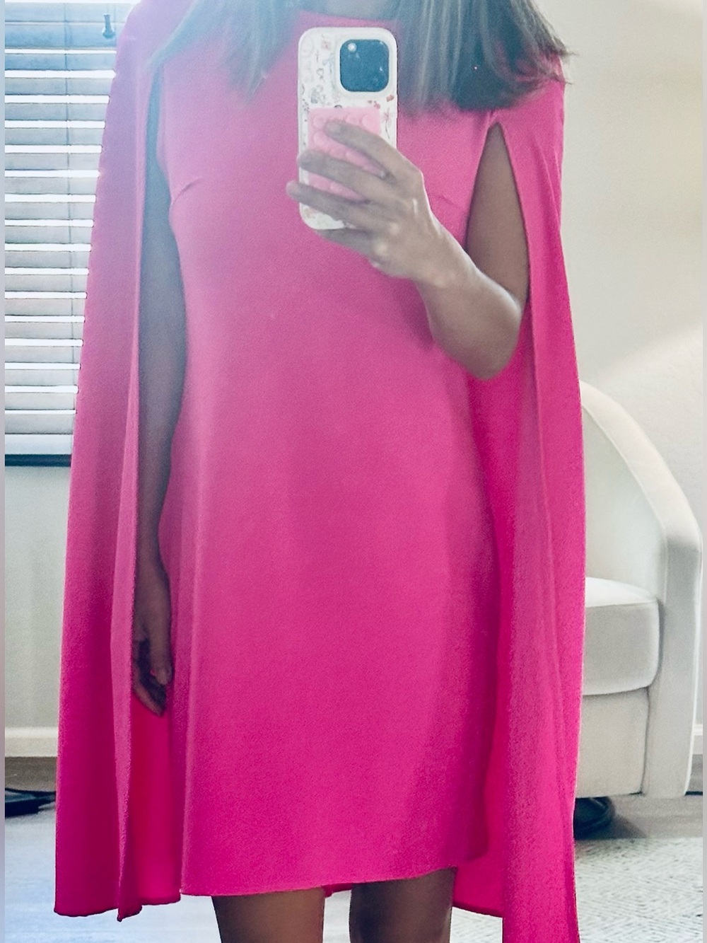 Hot Pink Cape Dress